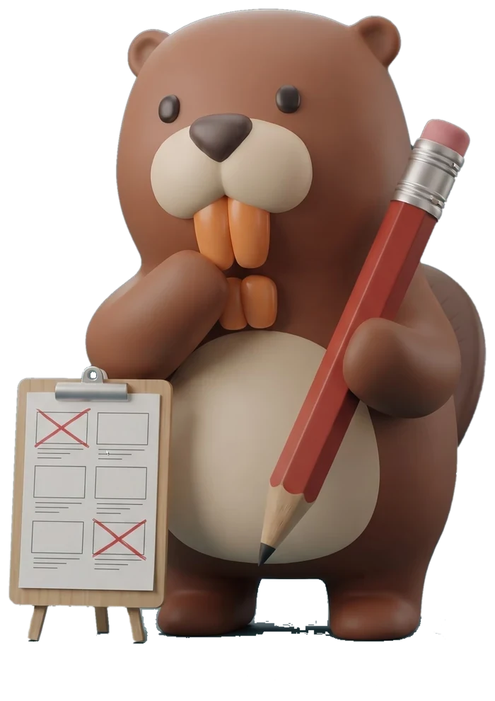 Birch with a red pencil and a storyboard